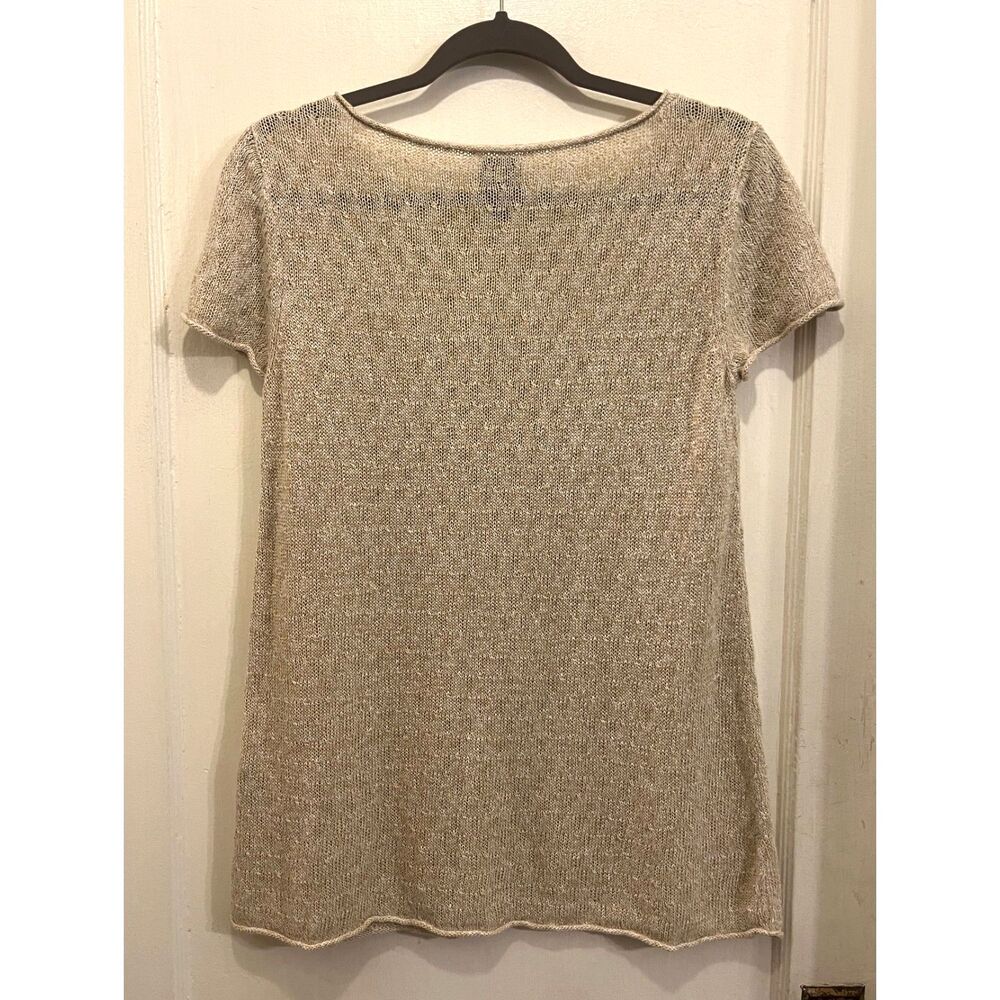 EILEEN FISHER Beige 100% Linen T Shirt Tee Blouse Top Women's Size Medium - Picture 6 of 9